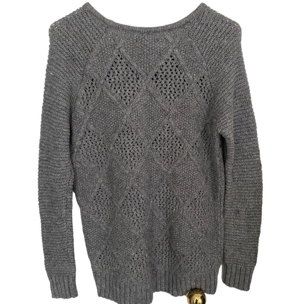 American Eagle Sweater Women's Gray Cable Knit‎ Long Sleeve Sz S